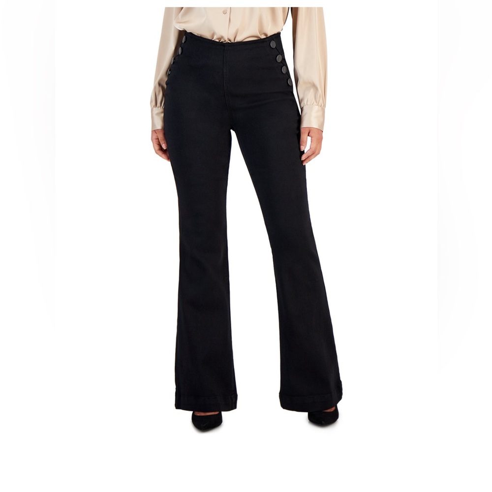 INC International Concepts Black Flare Wide Leg Jeans